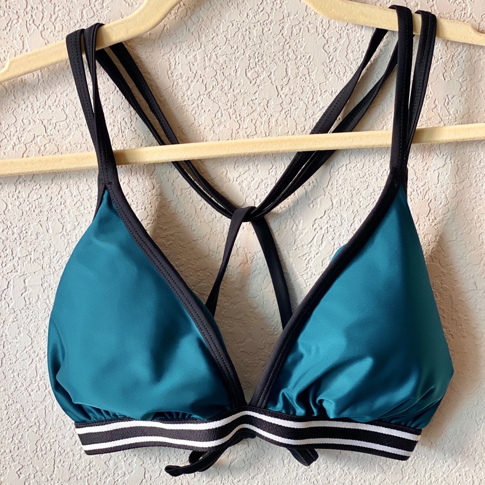 TEAL/BLACK SWIM TOP
